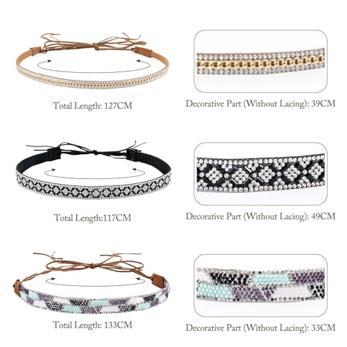 DOCILA Cowboy Hat Bands for Men & Women - B-KhakiBlackBlue