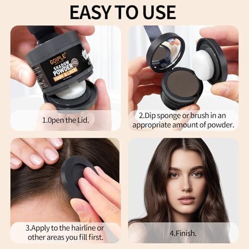 Lockmio 5PCS Root Cover Up Powder for Women Dark Brown Hair & Brows
