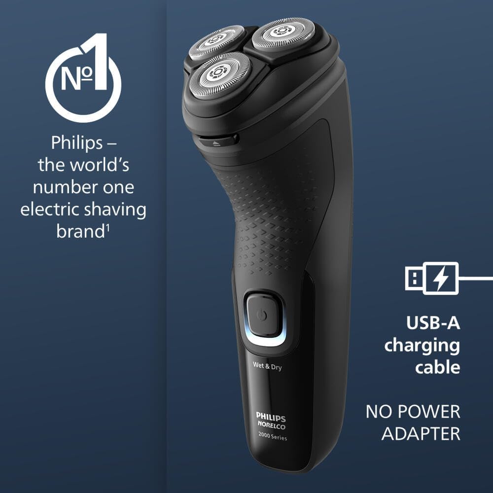 Philips Norelco Shaver 2400 Series - Wet & Dry Electric Shaver with Pop-Up Trimmer | Deep Black, Model X3001/90