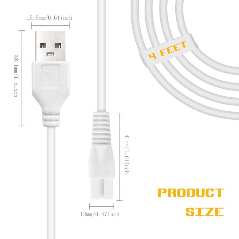 2 Pcs Charger Cord Replacement for Pritech BCM-1138 Electric Feet Callus Remover Foot Pedicure, Power Adapter USB Cable for Electric Feet Callus Remover