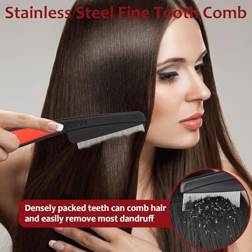Dandruff Removal Comb Set - Scalp Detox Brush & Stainless Steel Comb