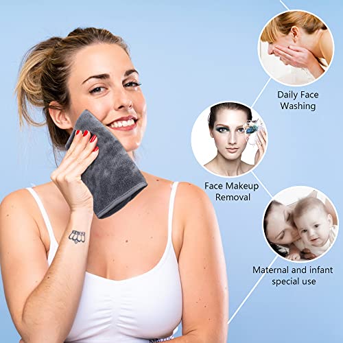 KinHwa Reusable Microfiber Face Towels 6 Pack Gray - Makeup Remover Cloths
