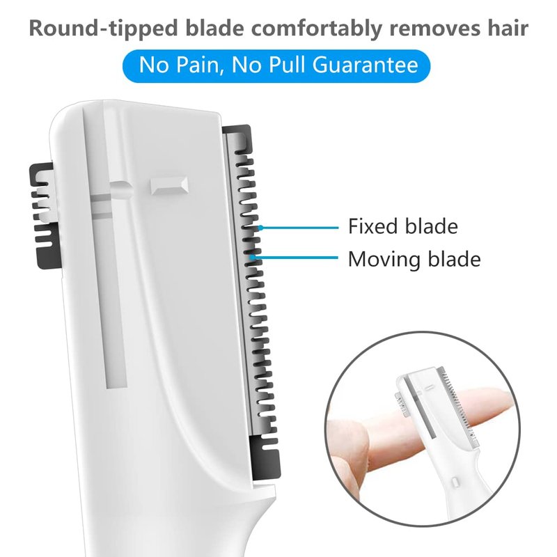 Funstant Eyebrow Trimmer, Precision Electric Eyebrow Razor for Women Battery-Operated Facial Hair Remover with Comb No Pulling Sensation Painless for Face Chin Neck, Upper-Lip, Peach-Fuzz (Puple.1.)