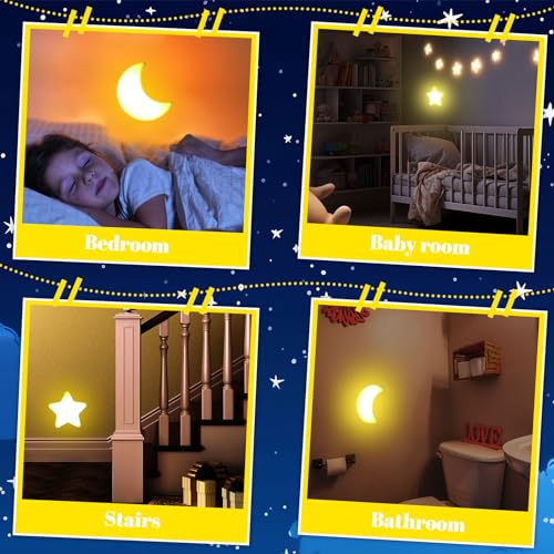 Mudder Plug-In Moon & Star Night Lights - Soft LED Wall Lamp