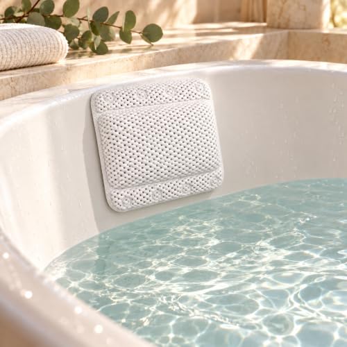 12.5 x 12 Waterproof Bath Pillow with Neck Support and Suction Cups