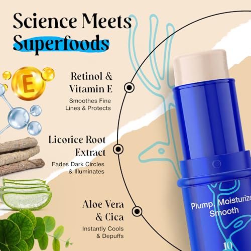 Fragrance Free Under Eye Balm Stick - 2 Pack, 20g Each | Hydrating & Brightening Stick with Retinol, Aloe Vera, Vitamin E