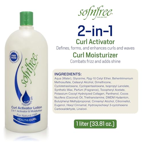 Sofn'free Moisturizer & Curl Activator Lotion 33.81 fl oz Pack of 1 for Natural & Curly Hair