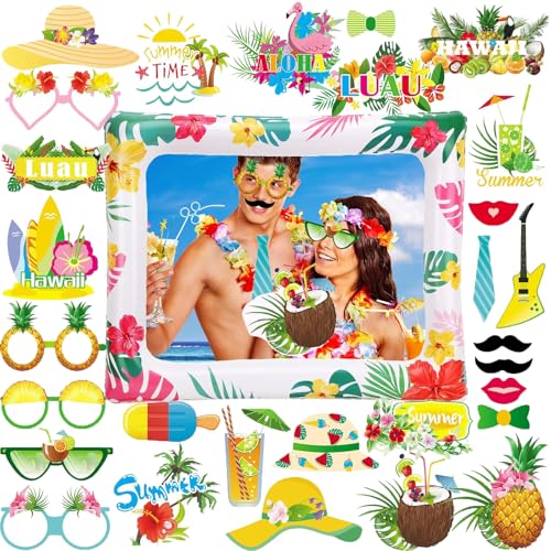 Inflatable Hawaiian Photo Booth Frame with 29 Props Kit