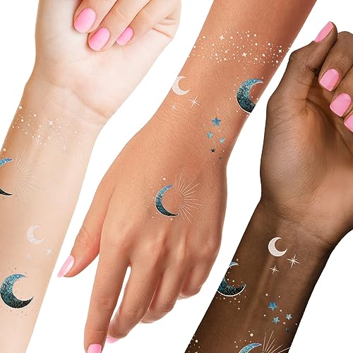 Silver Glitter Face Freckles & Body Tattoos – 25 Celestial Patches