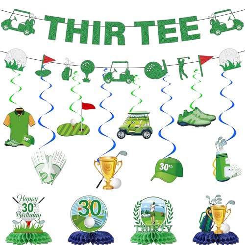 Golf 30th Birthday Decorations - 14 Pcs Golf Themed Party Set