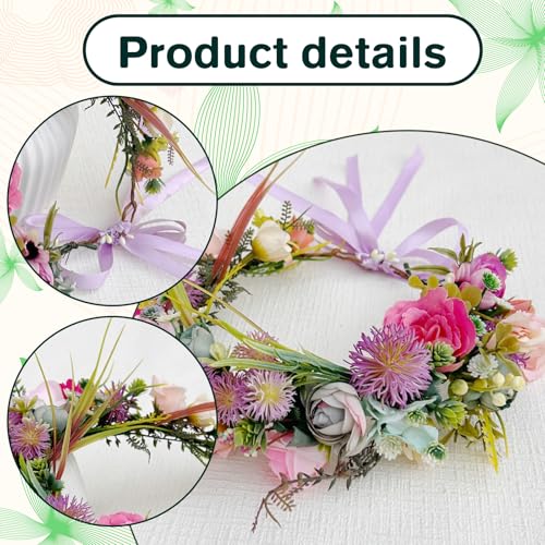 KorViSHOW Fairy Forest Flower Crown Multicolor - Adjustable Woodland Headpiece