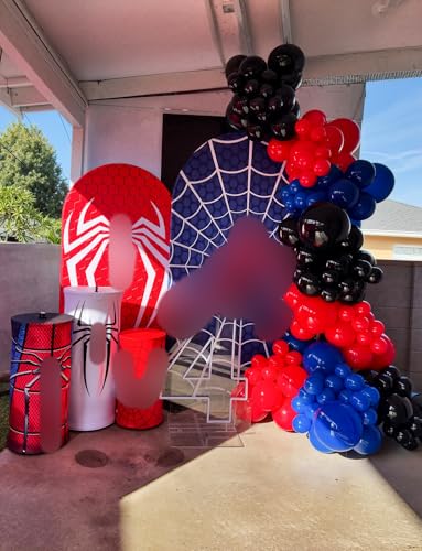 Spider Theme Balloon Arch Kit - 106 Pcs Red, Blue & Black Balloons