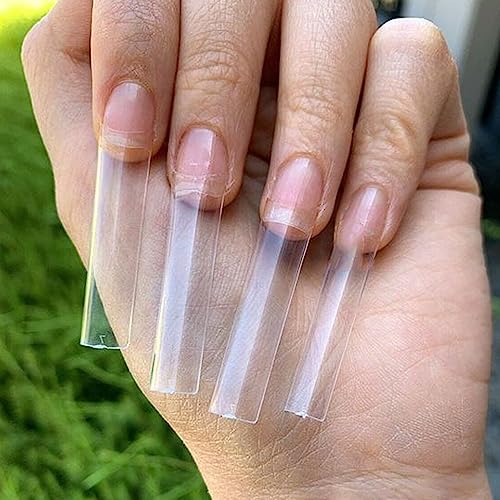 240pcs Extra Long Clear Half Cover Nail Tips for DIY Manicure