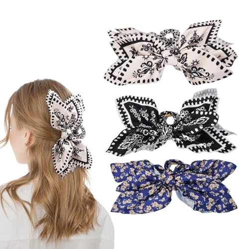 Hadutrek 3PC Bow Claw Clips - Large Hair Bows for Thick Hair