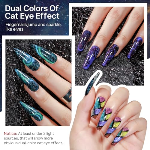 MIZHSE Galaxy Cat Eye Gel Nail Polish Set - 10 Colors with Magnetic Stick