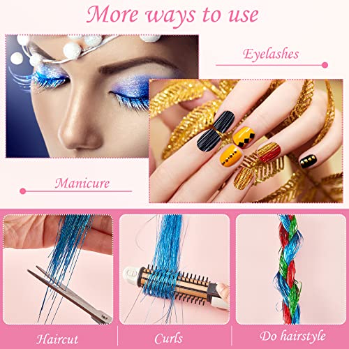 Juinte Hair Tinsel Kit with 1440 Glitter Strands & Feather Extensions