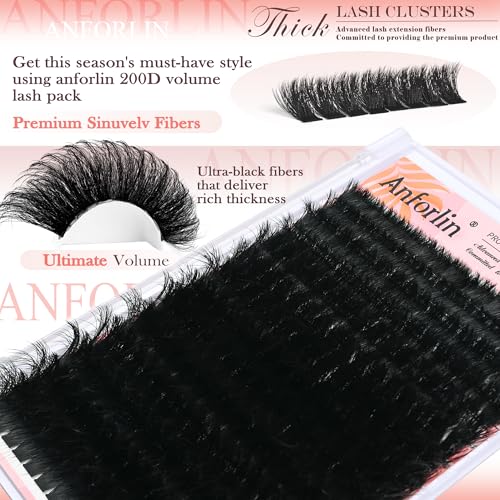 Anforlin 02-200D Lash Clusters Kit 224pcs 10-20mm D Curl Full DIY false lashes