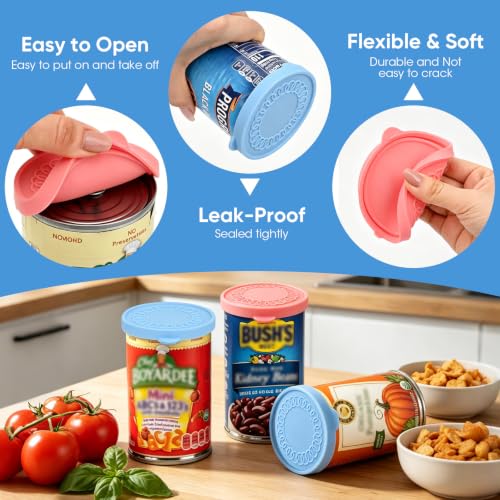 Silicone Can Lids - 4 Pack Reusable 3 Inch Covers for Canned Food