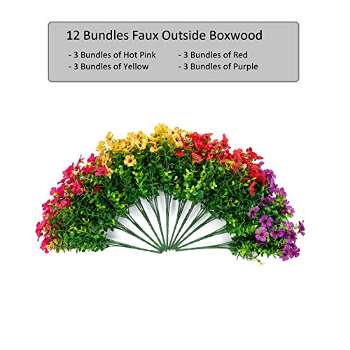 Florisso 12 Bundles Artificial Outdoor Daisy Flowers with Eucalyptus