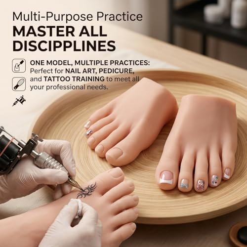 Medium Skin Color Fake Foot Model for Nail Art Practice
