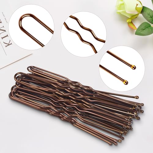 TsMADDTs Hair Nets & U Shaped Pins Set - 30 Nets, 30 Pins, 5 Bands