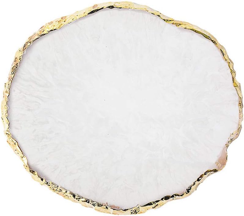 Resin Nail Art Palette - Mixed Color Painting Board with Gold Edge | White Display for Nail Gel
