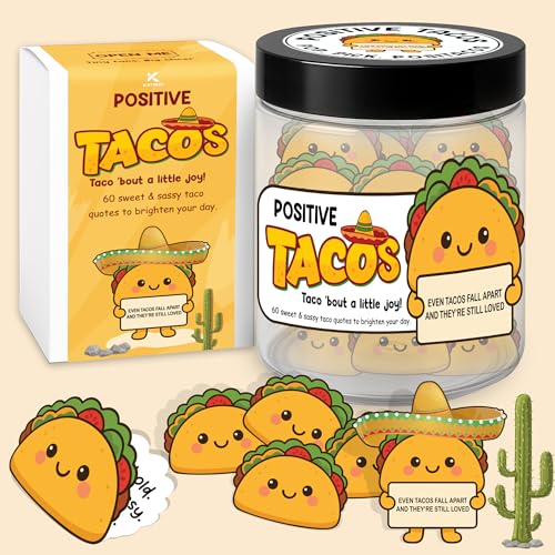Positive Taco Jar with 60 Affirmation Cards - Uplifting Gifts for All