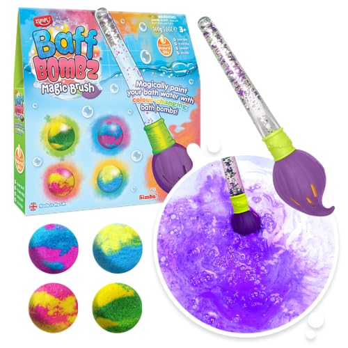 ZIMPLI Baff Bombz Magic Brush - 4 Color Changing Bath Bombs for Kids