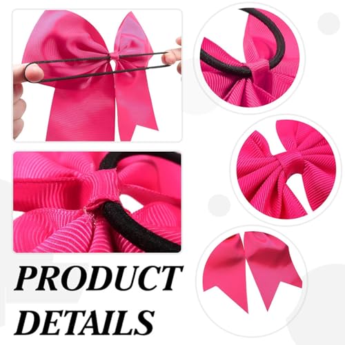 4-Pack 8-Inch Cheerleading Hair Bows with Elastic Ties - TUUXI