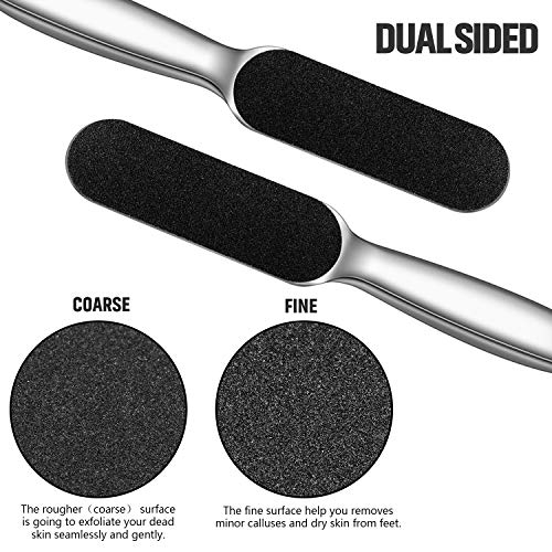 Mudder Silver Pedicure Foot Files with 20 Refill Pads - Double-Sided Callus Remover