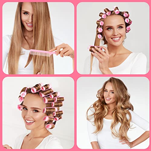 Heatless Foam Hair Rollers Set - 60 Pink Curlers for Overnight Styling, No Damage