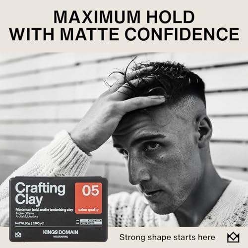 Kings Domain Melbourne Matte Hair Clay for Men - Strong Hold, Natural Finish