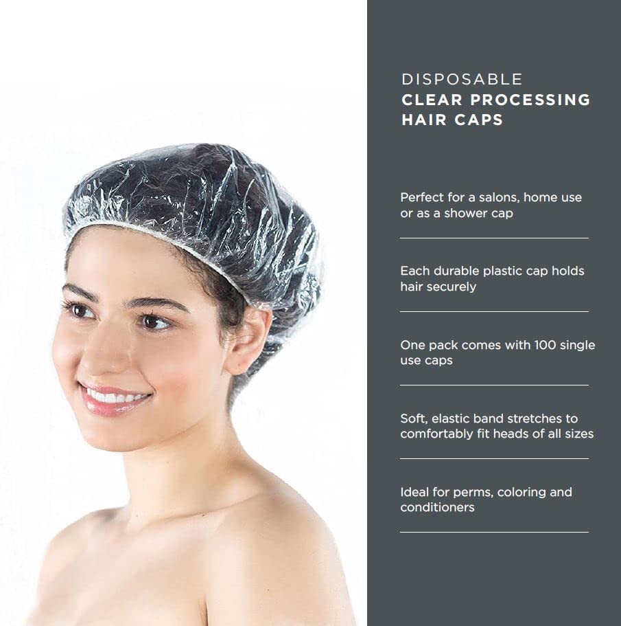 Disposable Clear Processing Hair Caps - Ideal for Salons & DIY Hair Treatments | 100 Count
