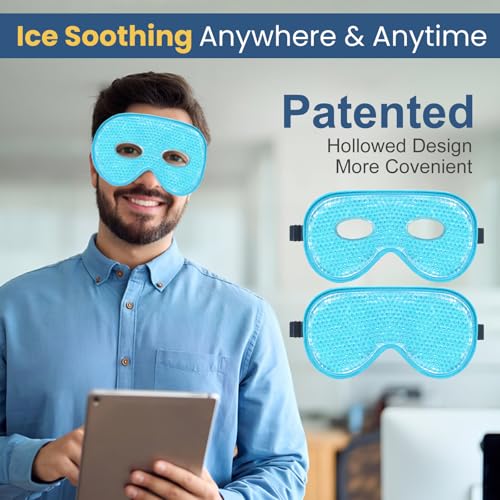 BeeVines XL Gel Eye Mask 2-Pack - Reversible Cold & Warm Compress for Puffy Eyes