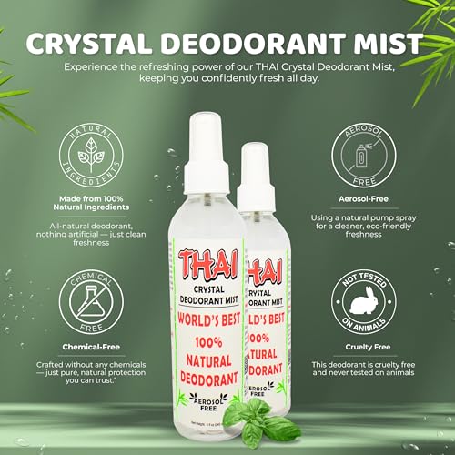 Thai Deodorant Stone Natural Deodorant Spray, 8 oz - Pack of 2