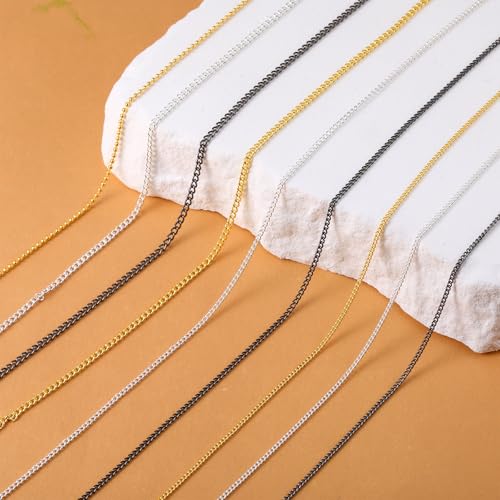 Metal Nail Art Chains Set - 12 Strips in Gold, Silver, Gray