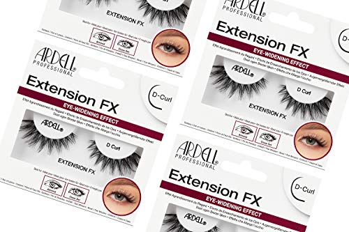 Ardell Extension FX D-Curl False Eyelashes - Eye Widening Lashes, 4 Pack