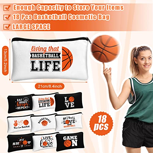 Moukeren Classic Basketball Makeup Bags - 18 Pack, Travel & Gift Ready