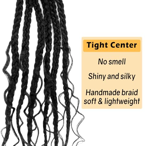 NISEYO Short Boho Goddess Box Braids Crochet Hair 8 Inch 1B - Pack of 8 Black Women