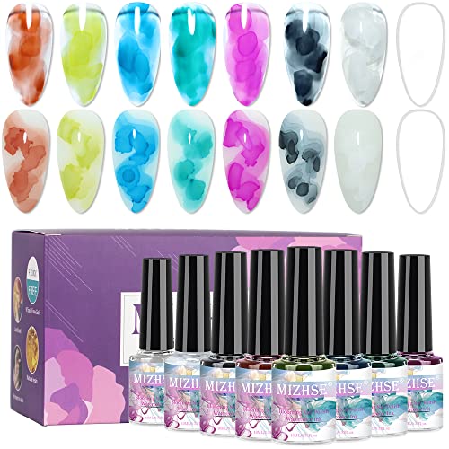 MIZHSE Blooming Gel Nail Polish 10ml - Blossom Gel Marble Nail Art for Manicure