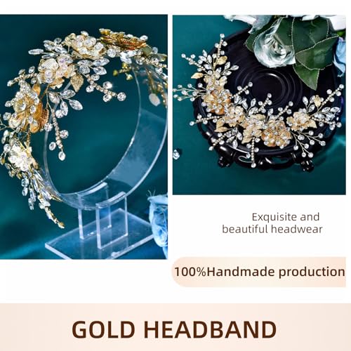Elegant Bridal Headband with Flowers and Rhinestones for Weddings