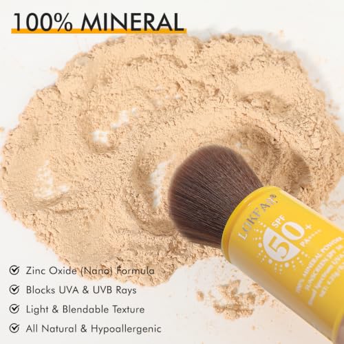 2PCS Mineral Powder Sunscreen Setting Makeup - SPF 50 Brush On for