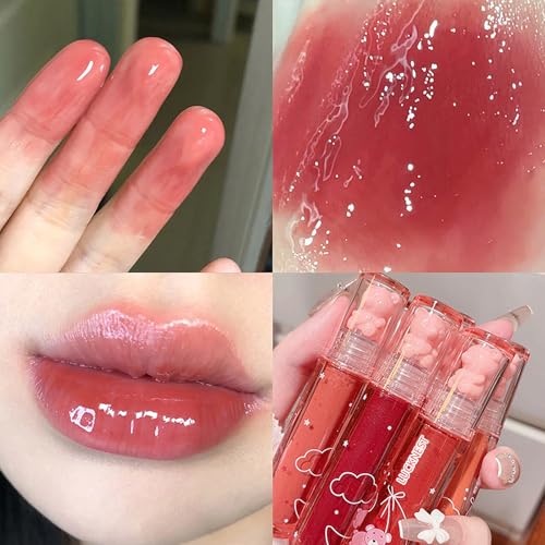 LuckNest 6Pcs Bear Lip Glaze Liquid Lipstick Set - Moisturizing & Waterproof