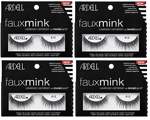 Ardell Faux Mink 812 Black Lashes - Lightweight, Natural Look, 4 Pairs
