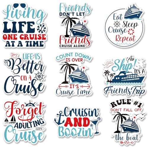 Cruise Door Magnets - 9PCS Funny Nautical Stickers for Cabin Decor