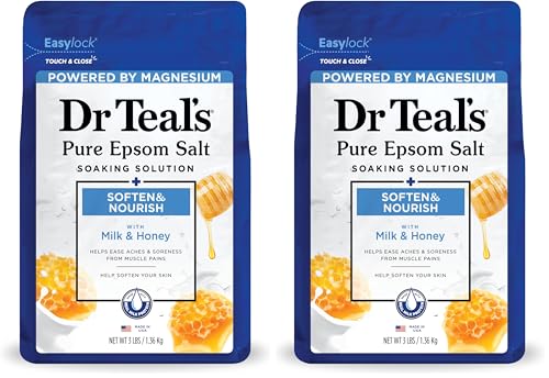 Dr Teal's Epsom Salt Soaking Solution, Milk & Honey, 48 Oz (Pack of 2)