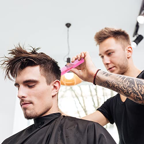 Allegro Combs #420 Fresh Pink Professional Barber Hair Cutting Comb Set – Fine & Wide Tooth, 12 Pack