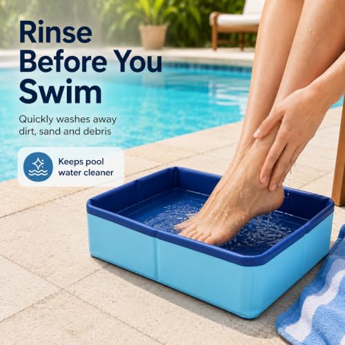 STARBRILLIANT Collapsible Square Pool Foot Bath - 19.69" Portable Rinse Basin