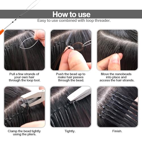 Medsuo 200pcs Silicone Lined Nano Ring Beads for Hair Extensions