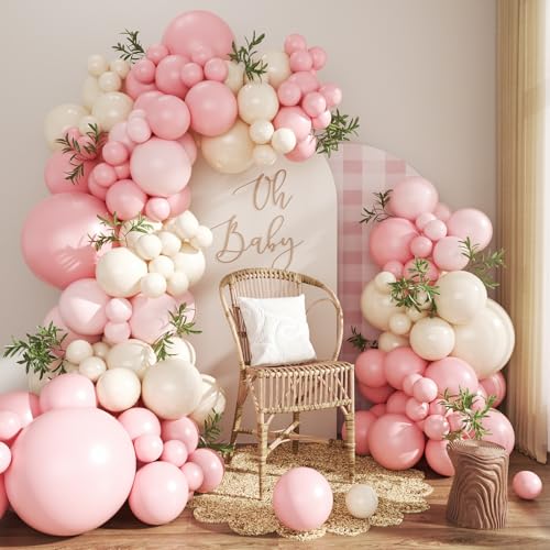 Pink Balloon Arch Kit - 124Pcs for Baby Showers & Weddings